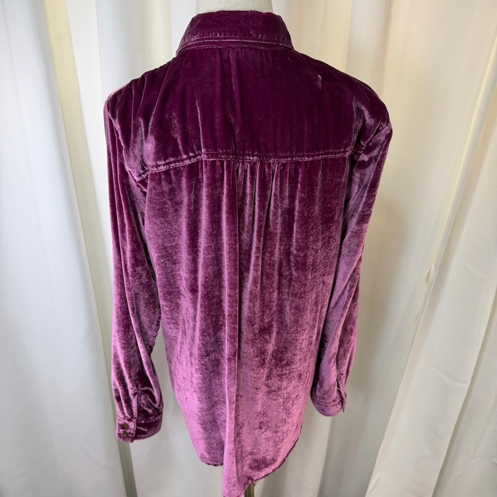 Pilcro ‘Relaxed Fit Velvet Button Down Shirt’ in Magenta / Purple Size Medium - Picture 10 of 15
